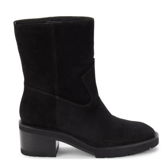 Stuart‎ Weitzman Boulevard Suede Bootie Pull On Black Moto NEW with Box 9.5 - Picture 1 of 9